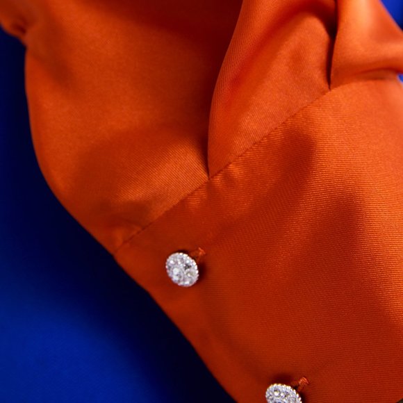 ZARA orange blouse with crystal sleeve - Picture 10 of 16